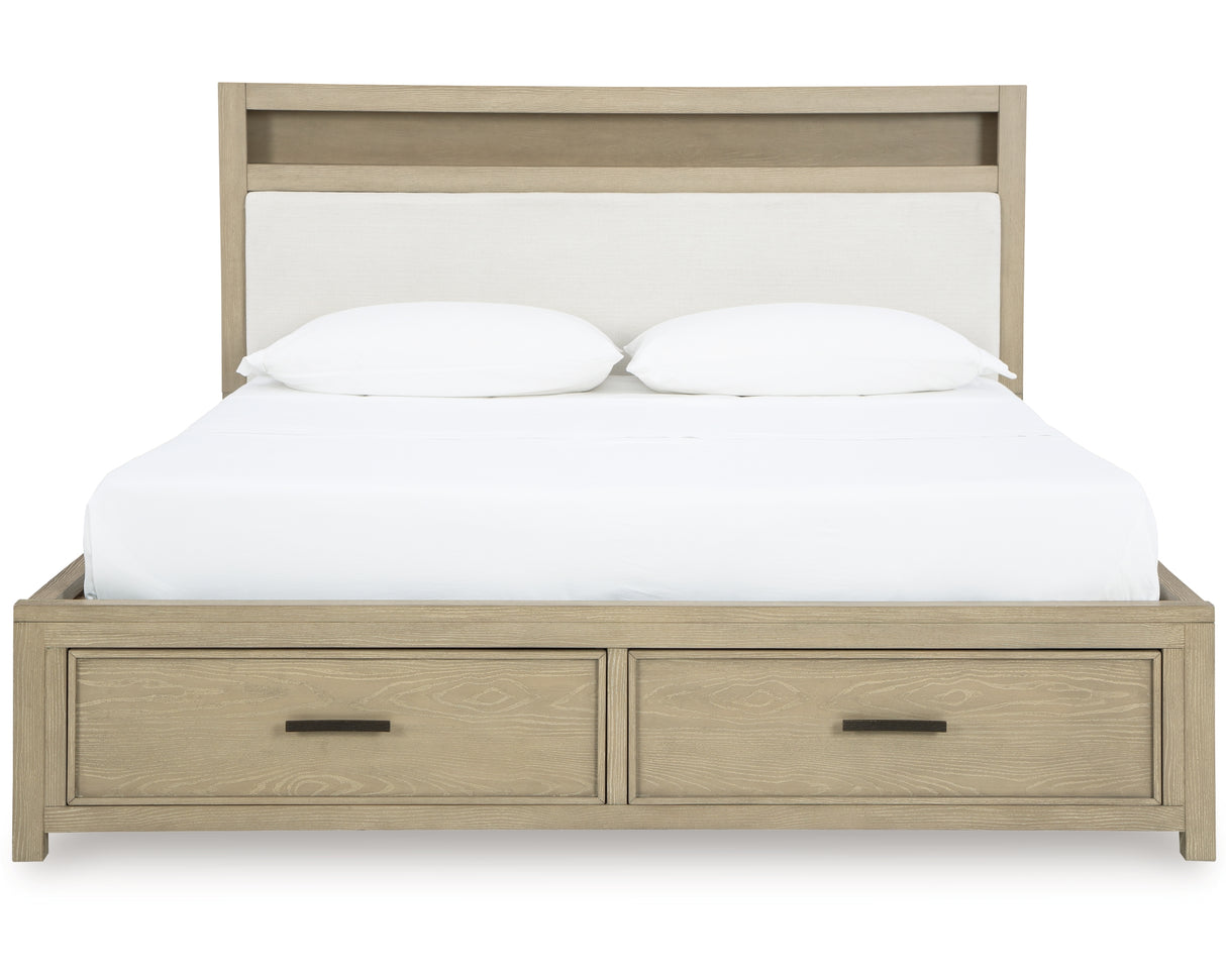 Calmoro Gray Queen Bookcase Bed with Mirrored Dresser from Ashley - Luna Furniture