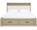 Calmoro Gray Queen Bookcase Bed with Mirrored Dresser from Ashley - Luna Furniture