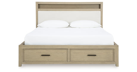 Calmoro Gray California King Bookcase Bed with Mirrored Dresser and Nightstand from Ashley Furniture - Luna Furniture