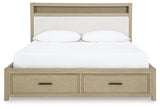 Calmoro Gray King Bookcase Bed with Mirrored Dresser and 2 Nightstands from Ashley Furniture - Luna Furniture