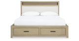 Calmoro Gray King Bookcase Bed with Mirrored Dresser and 2 Nightstands from Ashley Furniture - Luna Furniture