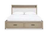 Calmoro Gray Queen Bookcase Bed with Mirrored Dresser from Ashley - Luna Furniture