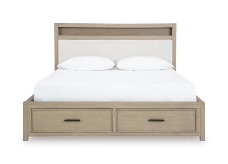 Calmoro Gray Queen Bookcase Bed with Mirrored Dresser from Ashley - Luna Furniture