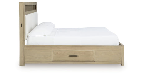 Calmoro Gray Queen Bookcase Bed with Mirrored Dresser and 2 Nightstands from Ashley - Luna Furniture