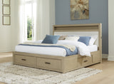 Calmoro Gray King Bookcase Bed with Mirrored Dresser from Ashley - Luna Furniture