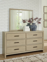 Calmoro Gray King Bookcase Bed with Mirrored Dresser and 2 Nightstands from Ashley Furniture - Luna Furniture