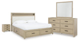 Calmoro Gray King Bookcase Bed with Mirrored Dresser and Nightstand from Ashley - Luna Furniture