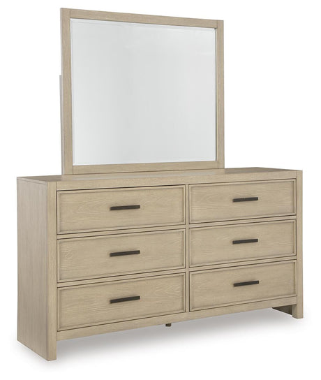Calmoro Gray Queen Bookcase Bed with Mirrored Dresser from Ashley - Luna Furniture