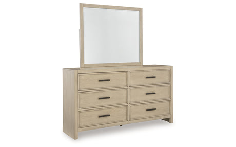 Calmoro Gray California King Bookcase Bed with Mirrored Dresser, Chest and 2 Nightstands from Ashley Furniture - Luna Furniture
