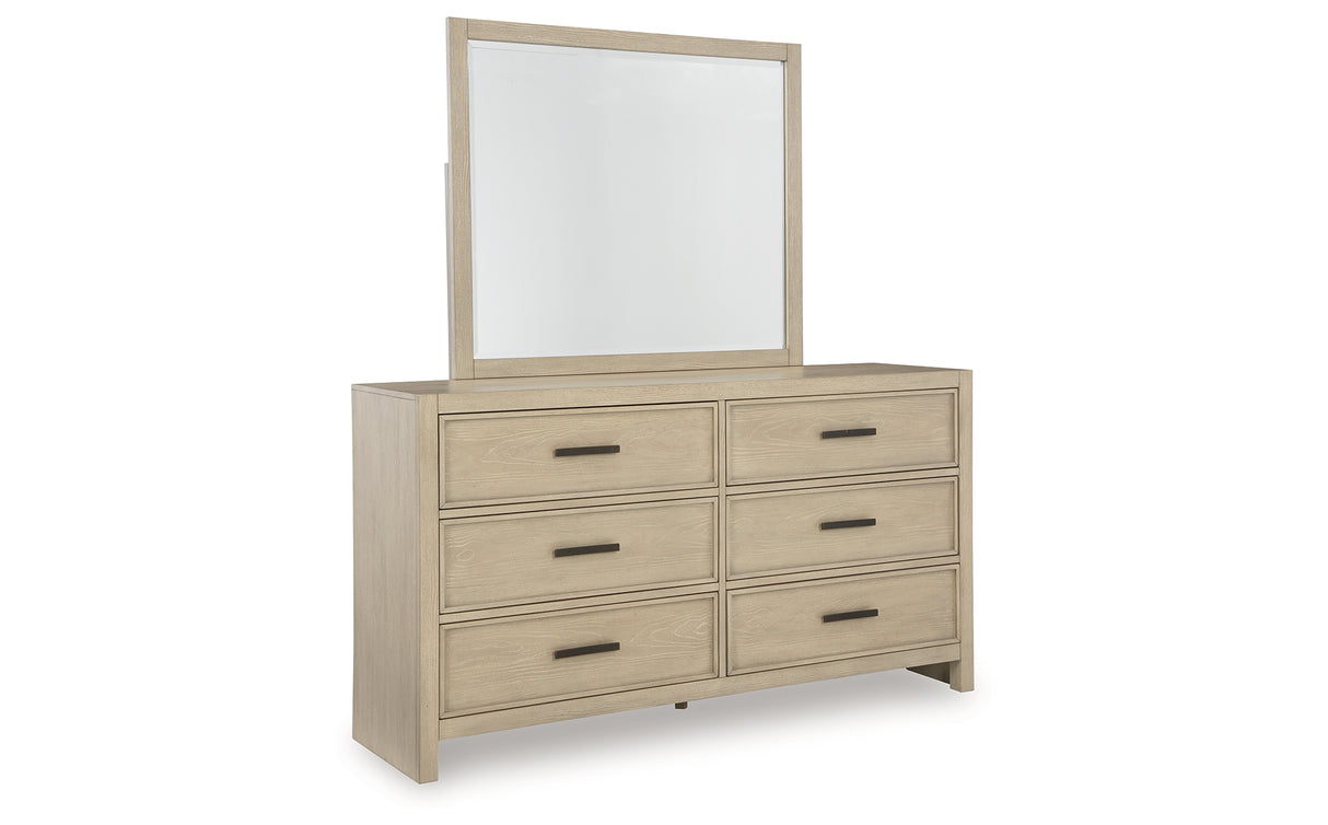 Calmoro Gray King Bookcase Bed with Mirrored Dresser, Chest and 2 Nightstands from Ashley - Luna Furniture