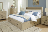 Calmoro Gray King Bookcase Bed with Mirrored Dresser and 2 Nightstands from Ashley Furniture - Luna Furniture