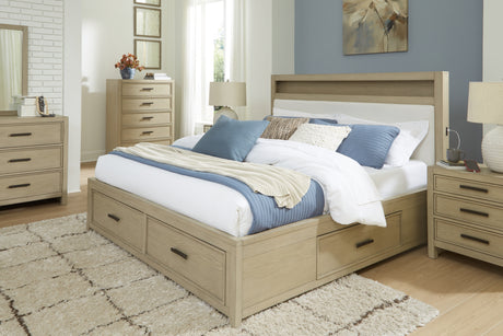 Calmoro Gray Queen Bookcase Bed with Mirrored Dresser and 2 Nightstands from Ashley - Luna Furniture