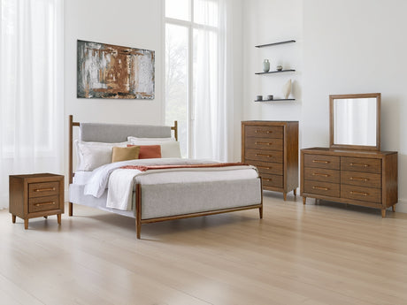 Lyncott Brown Queen Upholstered Panel Bed from Ashley - Luna Furniture