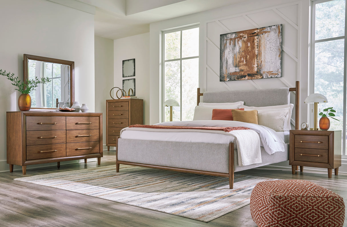 Lyncott Brown Upholstered Panel Bedroom Set from Ashley - Luna Furniture