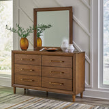 Lyncott Brown/Beige Queen Upholstered Bed, Dresser, Mirror and 2 Nightstands from Ashley Furniture - Luna Furniture