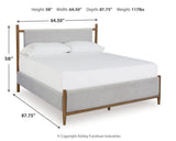 Lyncott Brown/Beige Queen Upholstered Bed, Dresser, Mirror and 2 Nightstands from Ashley Furniture - Luna Furniture