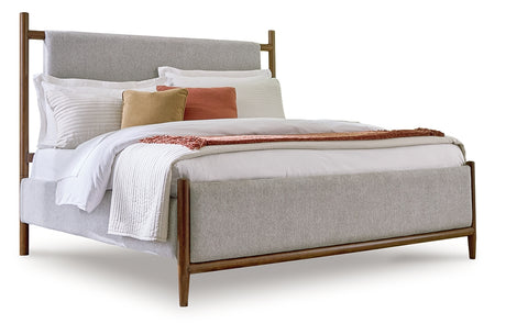 Lyncott Brown Queen Upholstered Panel Bed from Ashley - Luna Furniture