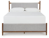 Lyncott Brown King Upholstered Bed with Mirrored Dresser from Ashley - Luna Furniture