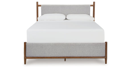 Lyncott California King Upholstered Bed with Mirrored Dresser and Chest in Brown from Ashley Furniture - Luna Furniture