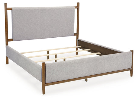 Lyncott Brown King Upholstered Bed with Mirrored Dresser from Ashley - Luna Furniture