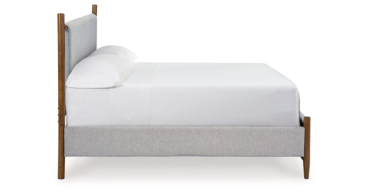 Lyncott King Upholstered Bed with Mirrored Dresser and 2 Nightstands in Brown from Ashley - Luna Furniture