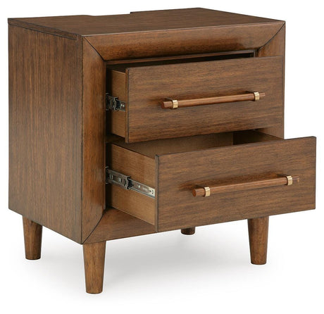 Lyncott Brown/Beige Queen Upholstered Bed, Dresser, Mirror and 2 Nightstands from Ashley - Luna Furniture