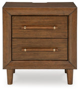 Lyncott Brown/Beige Queen Upholstered Bed, Dresser, Mirror and 2 Nightstands from Ashley Furniture - Luna Furniture