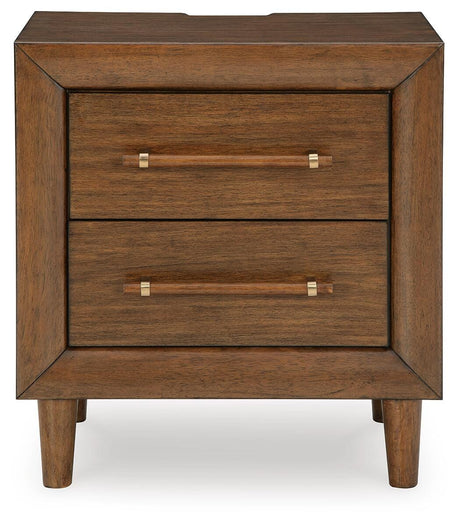 Lyncott Brown/Beige Queen Upholstered Bed, Dresser, Mirror and 2 Nightstands from Ashley - Luna Furniture