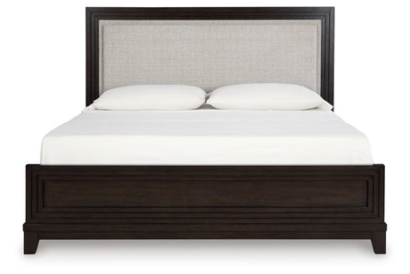 Neymorton Dark Grayish Brown Queen Upholstered Panel Bed from Ashley - Luna Furniture