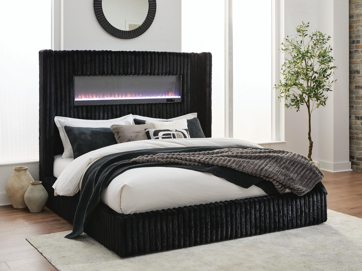Tayleena Black King Upholstered Bed from Ashley - Luna Furniture