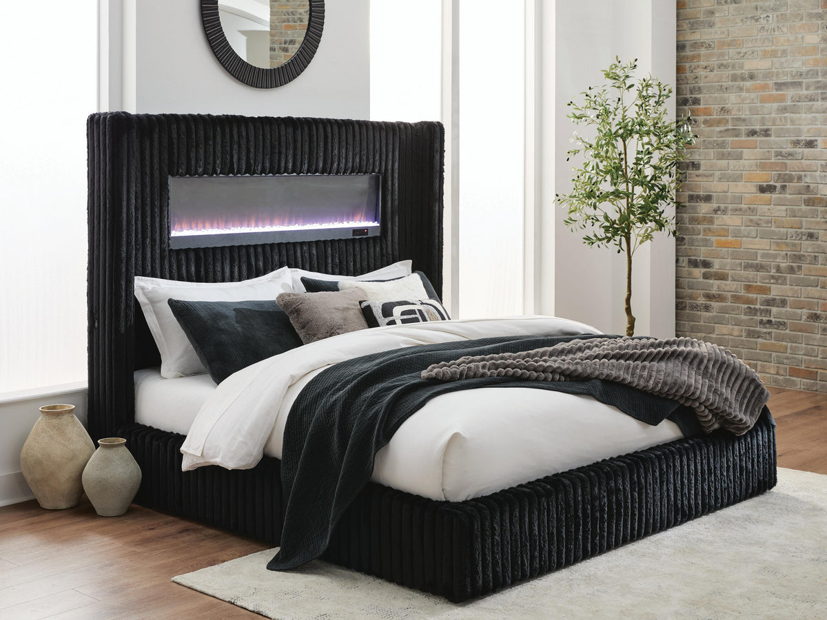 Tayleena Black Queen Upholstered Bed from Ashley - Luna Furniture