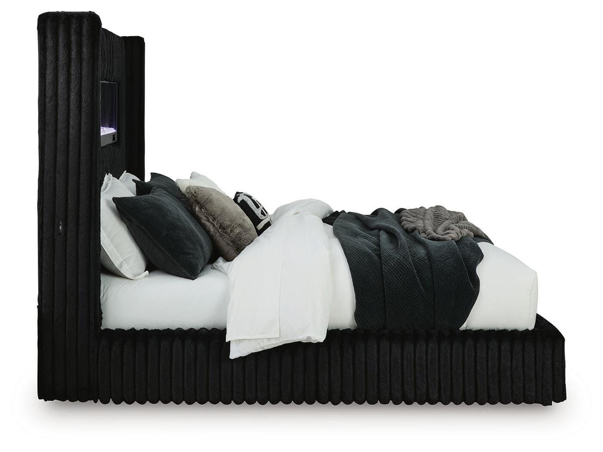 Tayleena Black King Upholstered Bed from Ashley - Luna Furniture