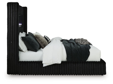 Tayleena Black King Upholstered Bed from Ashley - Luna Furniture