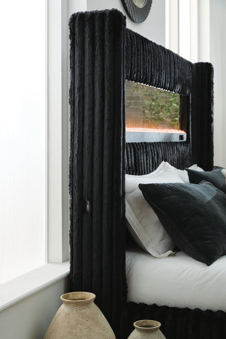 Tayleena Black King Upholstered Bed from Ashley - Luna Furniture