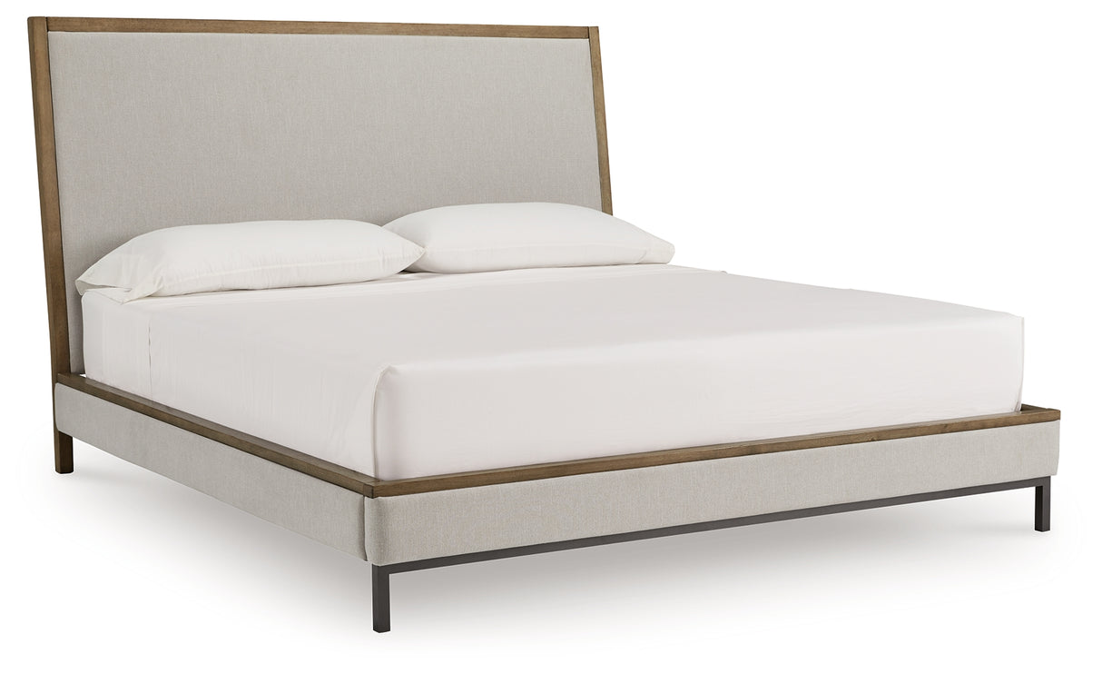 Tomtyn Light Brown California King Upholstered Platform Bed from Ashley Furniture - Luna Furniture