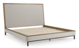 Tomtyn Light Brown King Upholstered Platform Bed from Ashley - Luna Furniture