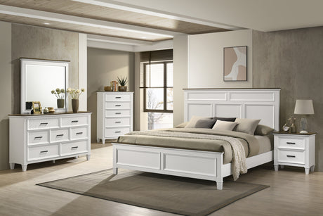 Everdeen White/Brown King Panel Bed