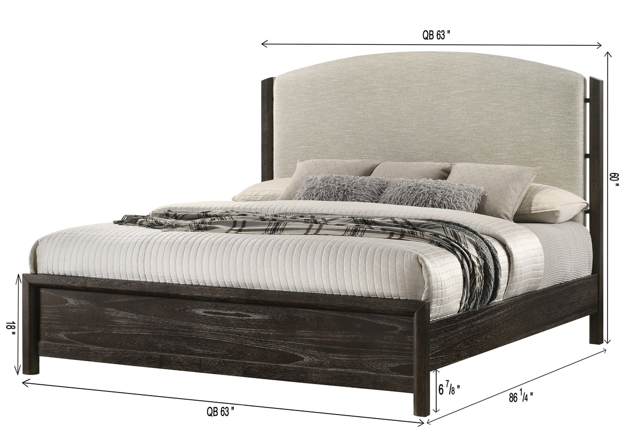 Ethel Dark Brown Upholstered Queen Bed from Crown Mark - Luna Furniture