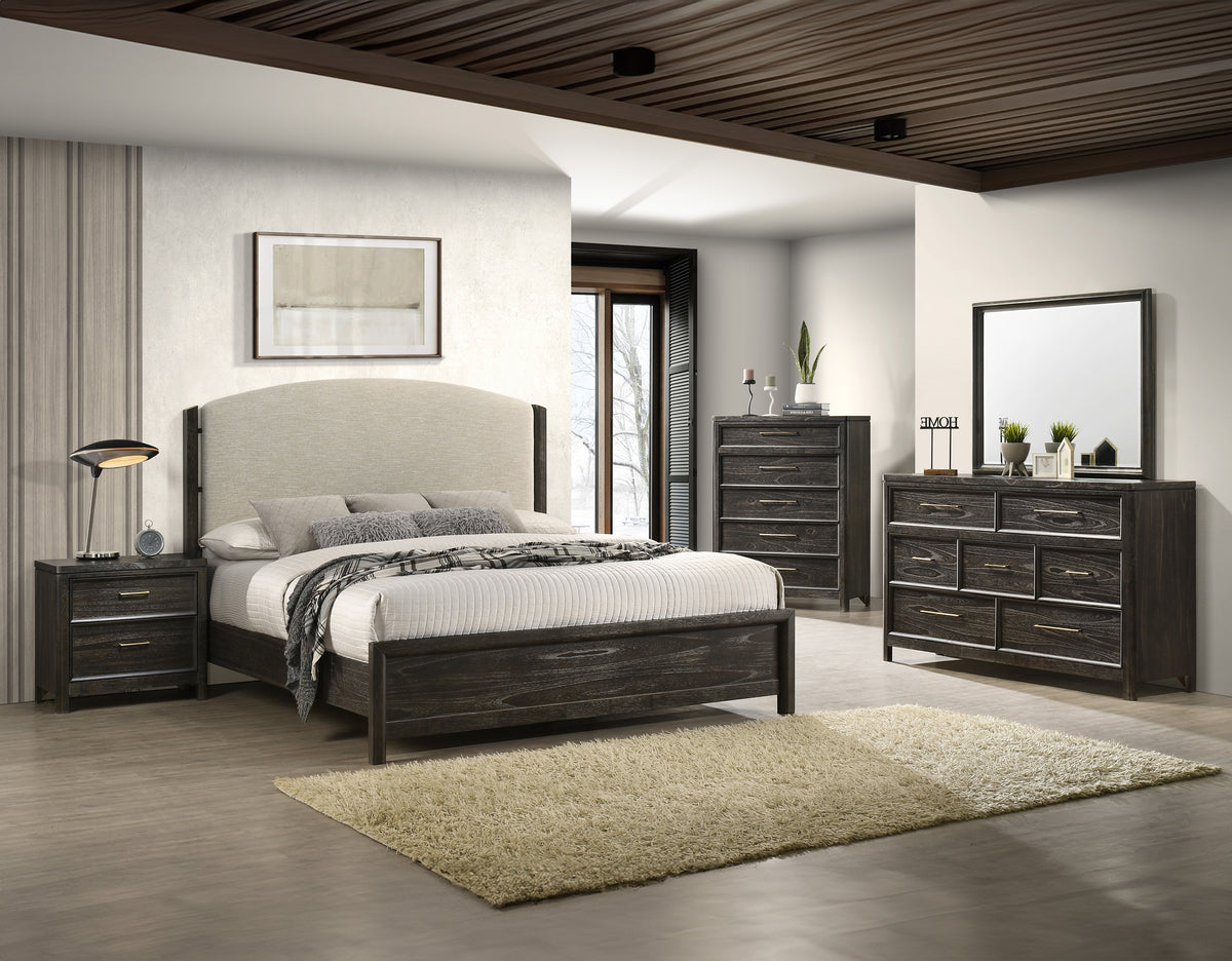 Ethel Dark Brown Upholstered King Bed from Crown Mark - Luna Furniture