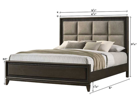 Saratoga Brown Queen Upholstered Panel Bed from Crown Mark - Luna Furniture