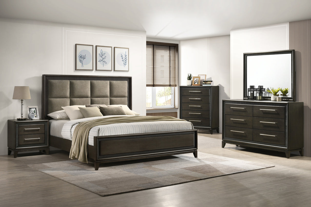 Saratoga Brown Queen Upholstered Panel Bed from Crown Mark - Luna Furniture