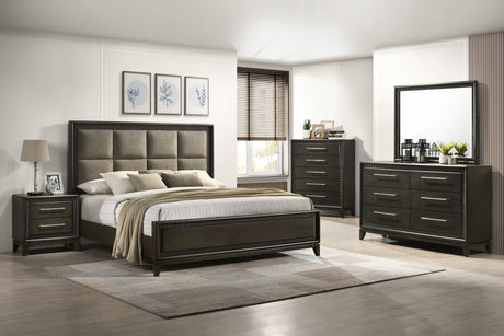 Saratoga Brown Queen Upholstered Panel Bed