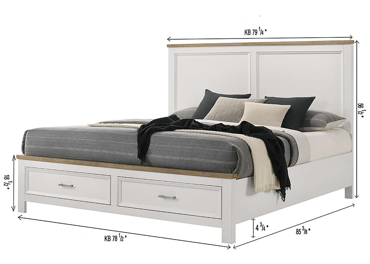 Aston White King Storage Bed from Crown Mark - Luna Furniture