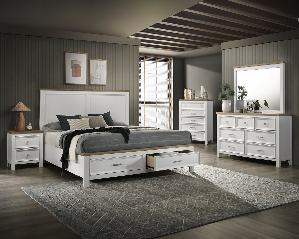 Aston White King Storage Bed from Crown Mark - Luna Furniture