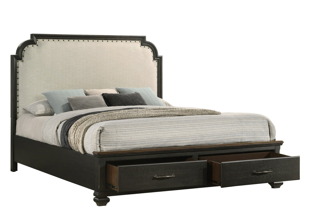 Hamilton Dark Brown Queen Upholstered Storage Platform Bed