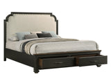 Hamilton Dark Brown Queen Upholstered Storage Platform Bed