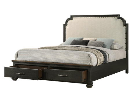 Hamilton Dark Brown Upholstered Storage Platform Bedroom Set