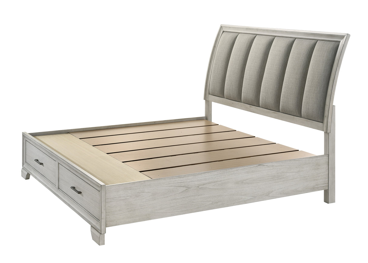 Jaymes White Mist Footboard Storage Platform Bedroom Set