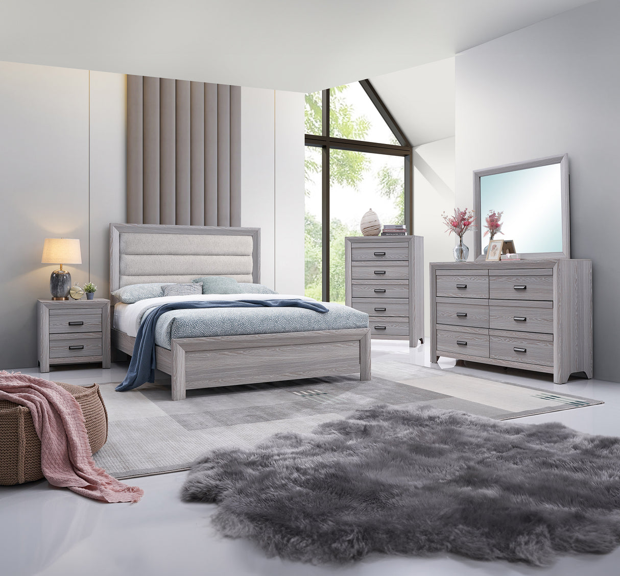 Adelaide Driftwood Upholstered Panel Youth Bedroom Set from Crown Mark - Luna Furniture