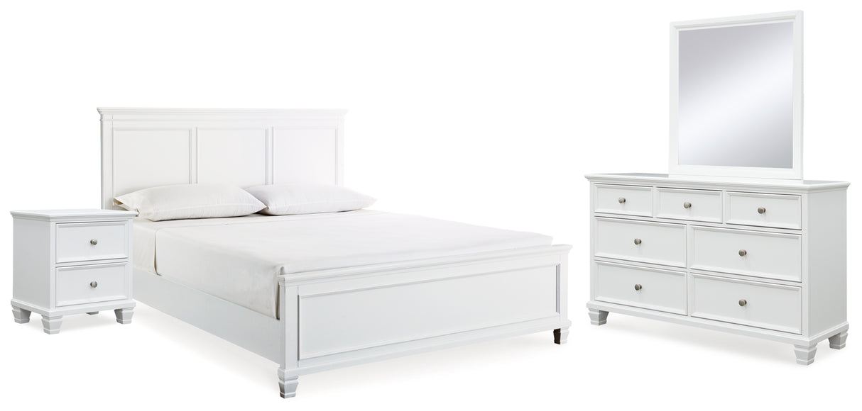 Fortman White King Panel Bed, Dresser, Mirror and Nightstand from Ashley - Luna Furniture